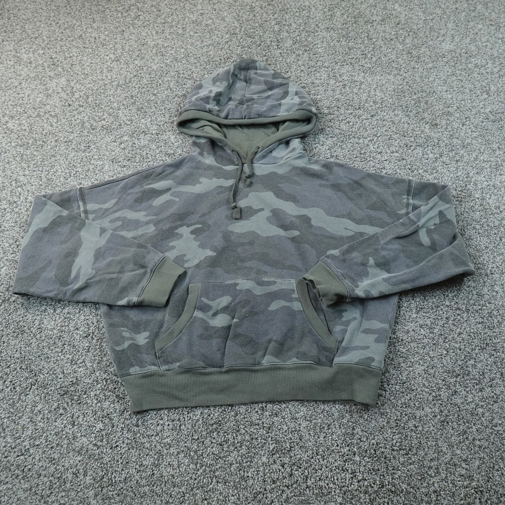 Lucky Brand Hoodie Womens M Green Camo Fleece Pullover Sweatshirt Army Military